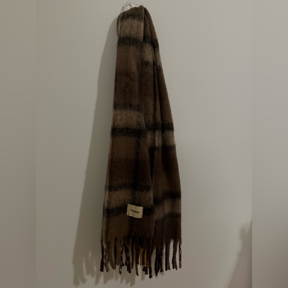 Steve Madden Dark Brown Plaid Scarf